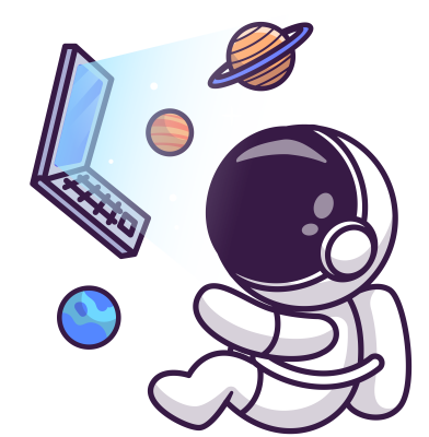 cute-astronaut-floating-with-laptop-and-planet